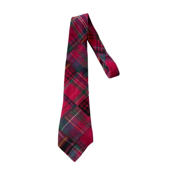 GAP Vintage Men's Red Holiday Plaid Neck Tie - Picture 7 of 7